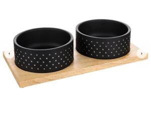 Flamingo Futter und Trinknapf Duo Dinner Nervo Rechteck Schwarz 2 x 840ml