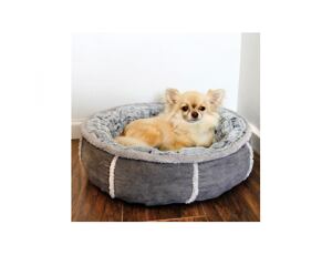 Hundebett in Donut-Form mit dicker Plüsch-Innenseite, grau, Länge: 50 cm