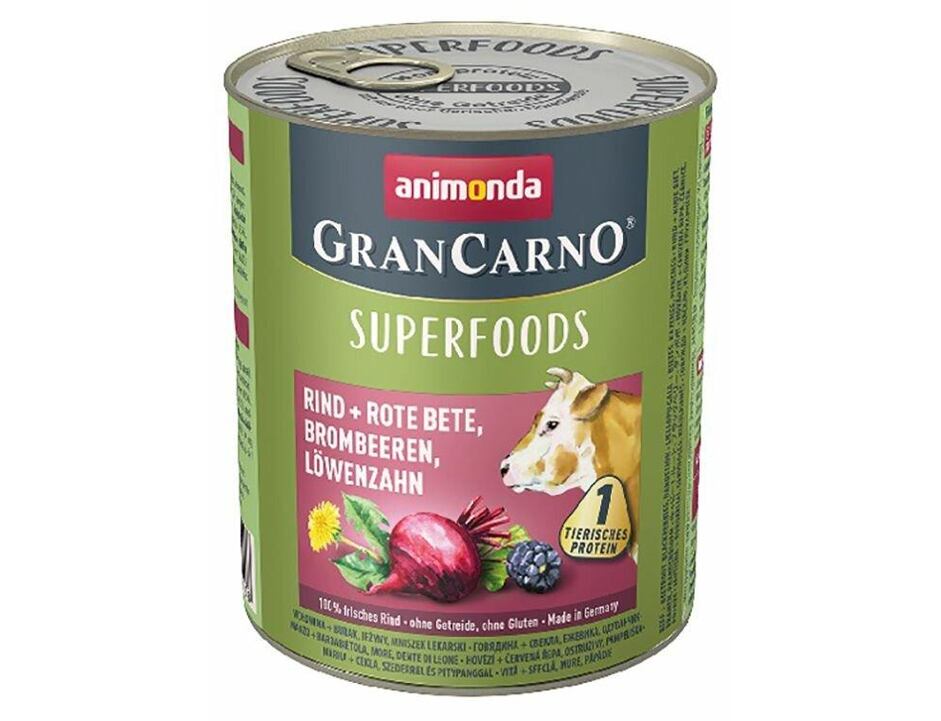 GRANCARNO Superfoods hovězí,čv.řepa,ostružiny,pampeliška 800 g