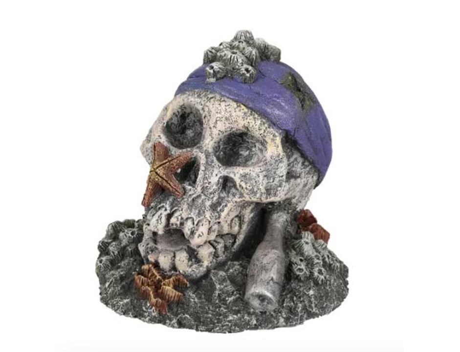 Dekoration Flamingo Hades Grau Blau Totenkopf 16cm