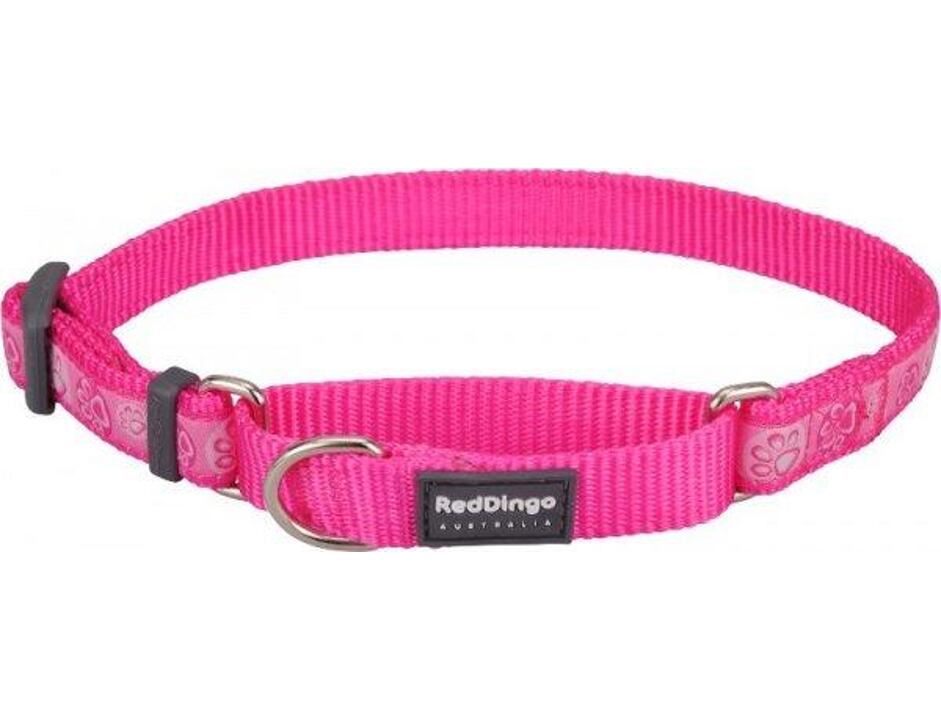 Red Dingo Halbeinziehbares Halsband mit Muster 41 - 62 cm - Paw Impressions Hot Pink