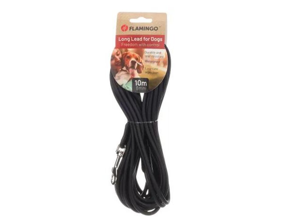 Flamingo Trainings und Schleppleine Biothan Caspar Schwarz 10m